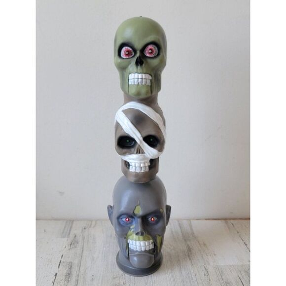 Gemmy Skull Trio singers "Shout" AS IS Halloween animated prop decor - Picture 2 of 12